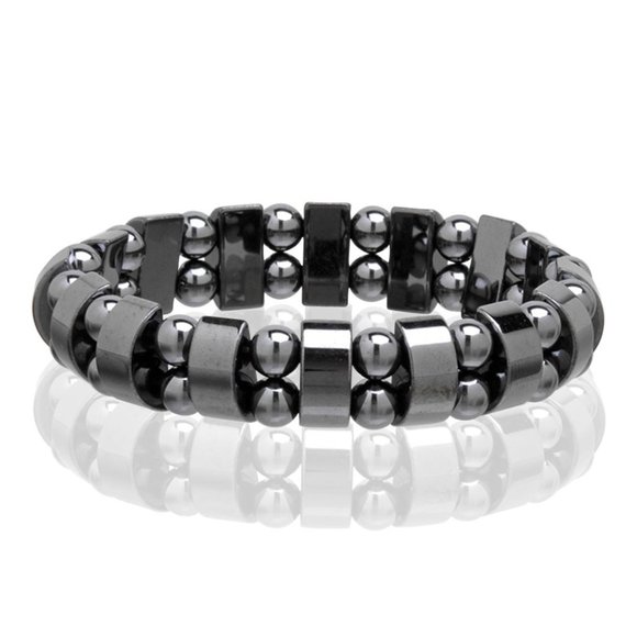 3 X Black Magnetic Hematite Bracelet, Beaded stones Stretchable Bracelet - Picture 1 of 1